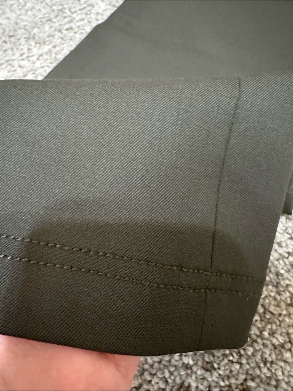 Prada Olive Straight-Leg Trousers with Subtle Belt - Picture 2 of 11